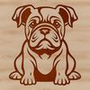 Beautiful Bulldog Clip Art Vector Image A sitting bulldog, depicted in vector form with clean lines and simple shapes.