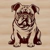 A sitting bulldog breed animal in a simple vector design.