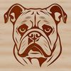 Happy Bulldog Face Clip Art A cartoon-style image of a Bulldog's face, ideal for clip art designs.