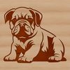 Close-up illustration of an adult bulldog's head, featuring its distinctive facial features.