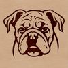 Beautiful Bulldog Portrait SVG A head-on illustration of a bulldog with wrinkled skin and a flat face.