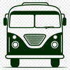 Vector Bus Diagram A diagrammatic representation of a bus vehicle with bold lines and shapes.