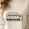 Free SVG Design of a Bus A simple vector illustration of a bus with bold lines and basic shapes.