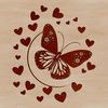 A colorful butterfly design with love hearts, ideal for gardening-themed projects.
