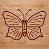 A simple line drawing of a colorful butterfly with delicate wings.