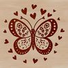 A colorful butterfly with heart shapes on its wings, suitable for gardening or decorative purposes.