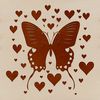 A colorful butterfly with love hearts featured in the design, suitable for gardening enthusiasts and crafters.
