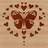 Illustrative design of a butterfly with heart motifs, ideal for gardening and craft projects.
