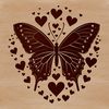 Heart-Shaped Insect SVG Design Colorful butterfly with love hearts design, suitable for gardening-themed vector art.