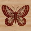 A colorful, intricate butterfly with delicate wings and veins, suitable for gardening or craft projects.