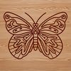 A colorful butterfly with intricate details and wings in various shapes and patterns.