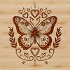 Illustrative butterfly design with ornate details, suitable for gardening or craft projects.