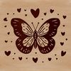 Love Heart Butterfly Vector Design A colorful butterfly with love hearts on its wings, suitable for vector designs and clip art.