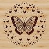 Whimsical Garden Decorations SVG A colorful butterfly with love hearts on its wings, suitable for gardening or craft projects.