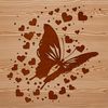 A colorful butterfly with heart-shaped wings, perfect for gardening-themed designs.