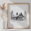 Cozy Cabin Design Vector Graphic A simple cabin design rendered in vector format.