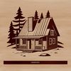 A simple cabin illustration made from vector shapes, suitable for digital crafting and design.