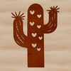 Whimsical Desert Plant Design A stylized illustration of a cactus plant with heart motifs, suitable for gardening and nature-themed designs.