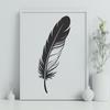 White Feather Design A high-quality digital illustration of a single white feather with delicate details and fine lines.