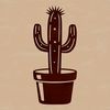A large, spiny cactus plant with a desert background.