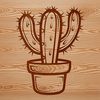 An ornamental vector design featuring a single, iconic cactus in a simple composition.