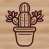 A simple line drawing of a desert plant with thick, fleshy stems and sharp spines.