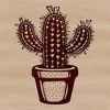 Cactus Outline Vector Graphics Design An outline representation of a prickly cactus in a vector graphic style suitable for digital design projects.