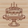 Birthday Celebration Illustration A simple vector design of a traditional birthday dessert with flames from lit candles rising above it.