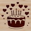 Birthday Treat Clip Art A cartoon birthday cake with love hearts and decorations.