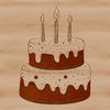 Colorful Celebration Cake Design A colorful cake with candles on top, surrounded by a decorative border.