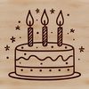 Whimsical Cake Design for Cutting Machines A colorful illustration of a birthday cake with candles on top, suitable for vector graphics and cutting machine designs.