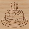 Birthday Cake Graphic Design A graphic representation of a birthday dessert with multi-tiered layers and decorations.