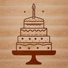 Bright Birthday Celebration SVG A stylized illustration of a birthday cake featuring colorful candles and decorations.