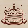 A stylized illustration of a birthday cake with candles and decorations, suitable for digital design projects.