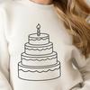 Simple Design Birthday Cake SVG Clip Art A simple line drawing of a birthday cake with candles on top, suitable for vector art and design.