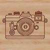 A stylized illustration of a camera, vector graphic design suitable for various applications.