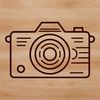 Camera Vector Art Design A simple line drawing of a camera in a stylized design, suitable for vector art projects.