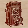 Camera Illustration A technical drawing of a camera, suitable for graphic design and cutting machine applications.