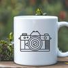 High-Resolution Camera Clip Art A high-resolution digital camera with a lens and viewfinder, designed as vector art for various applications.