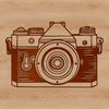 Stylized Camera Icon for Vector Design A stylized illustration of a camera with detailed features, suitable for vector design projects.