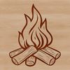 A campfire illustration featuring flames and warm glow, perfect for outdoor enthusiasts.