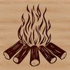 A depiction of an open campfire with flames, suitable for outdoor camping illustrations.