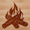 A simple vector illustration of flames rising from a camp fire in the great outdoors.