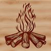A stylized illustration of a camp fire with flames, suitable for vector design and commercial or personal use.
