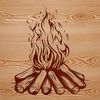 A campfire illustration with flames and sparks, suitable for outdoor themes.