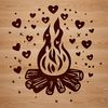 Love Heart Flames Clip Art A camp fire design featuring flames with love hearts, perfect for outdoor-themed projects.