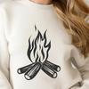 A stylized illustration of a camp fire surrounded by flames, suitable for outdoor-themed designs and vector graphics.