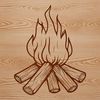 Nature-Inspired Flame Design A vector illustration of a camp fire surrounded by nature, suitable for outdoor-themed designs.