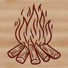 Illustrated campfire with flames burning in the outdoors, suitable for vector designs and cutting machine stencils.