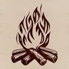 Burning Campfire Illustration An illustration of a camp fire with flames burning brightly in the outdoors, suitable for vector design projects.